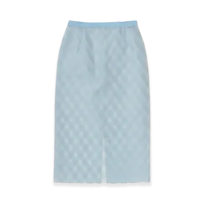 AURALEE Women's Sheer Silk Cotton Cut Jacquard Pencil Skirt "Light Blue"