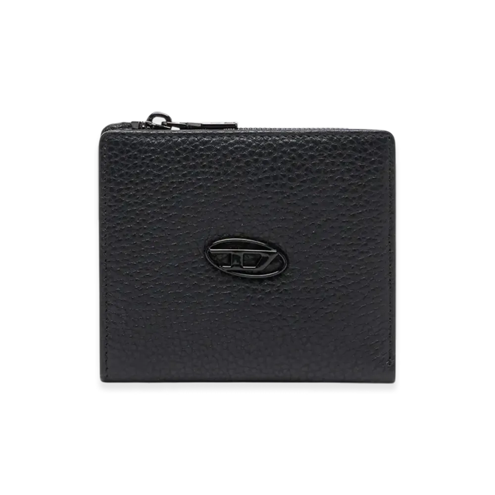 Diesel Hissu Evo Bi Fold Zip L Bi-Fold Wallet In Grainy Leather "Black"