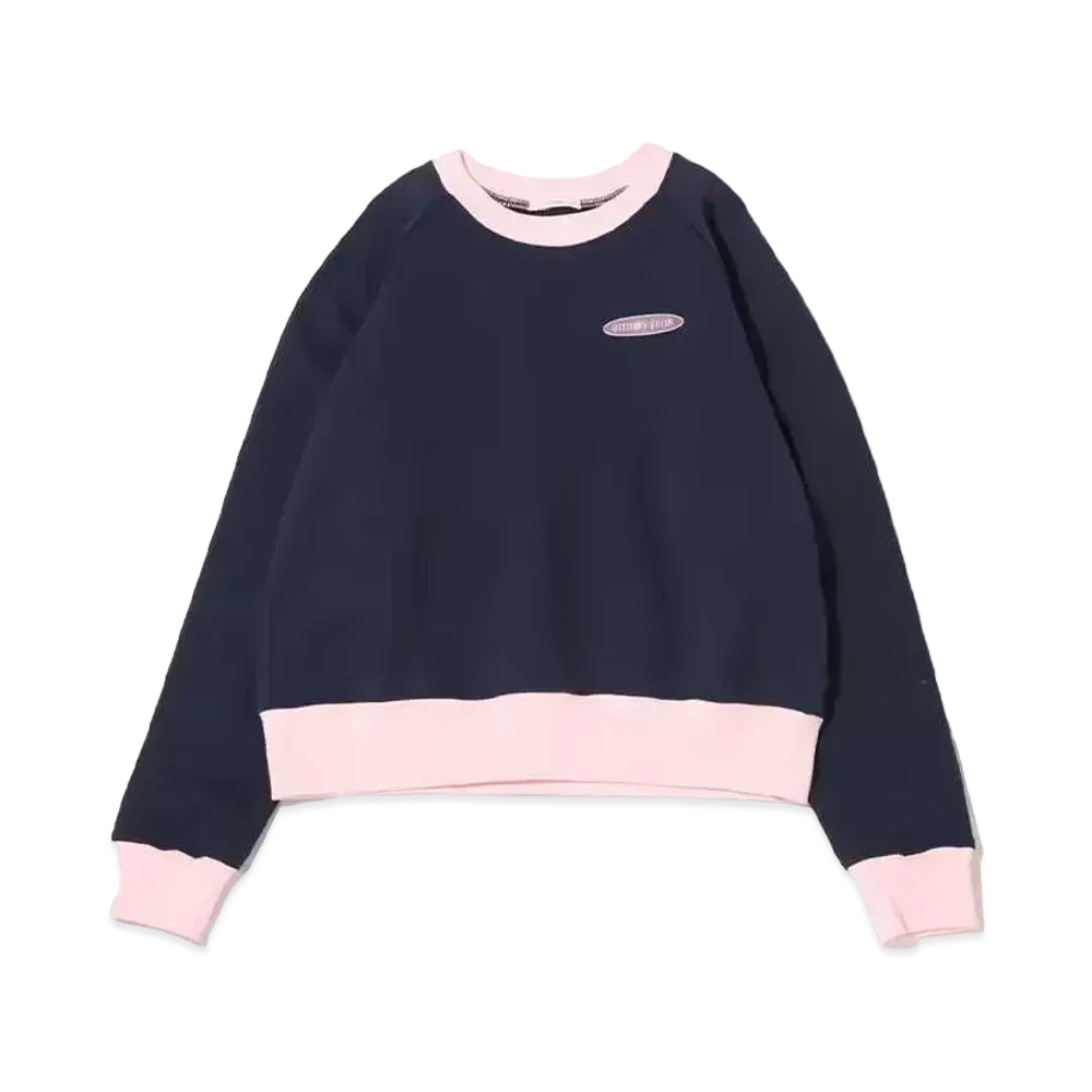 atmos pink Silicone Patch Color Scheme Crew Neck "Navy"
