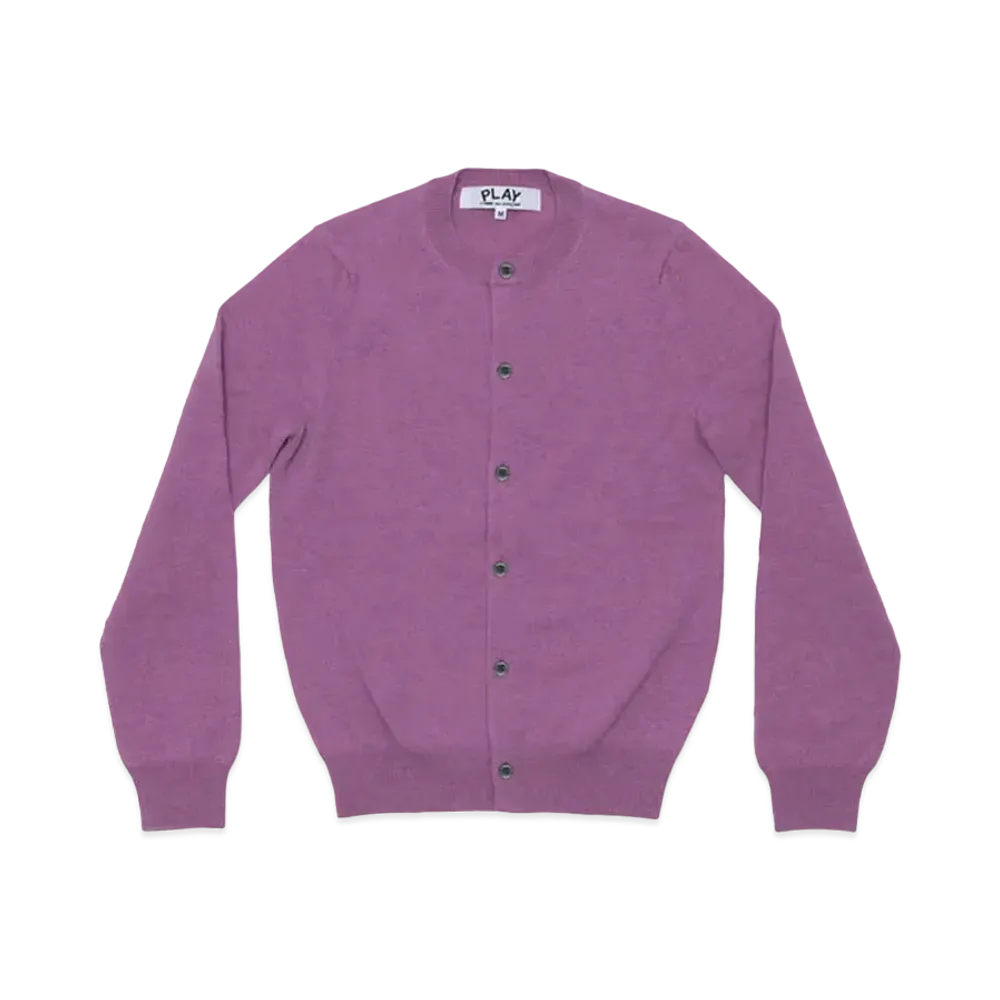 PLAY COMME des GARCONS Women's Top Dyed Carded Lambswool Cardigan "Purple"
