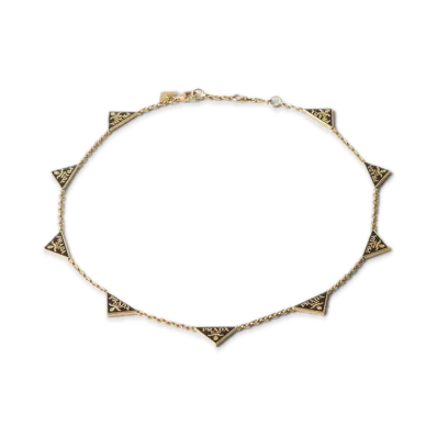 PRADA Enamel Metal Necklace "Black/Gold"
