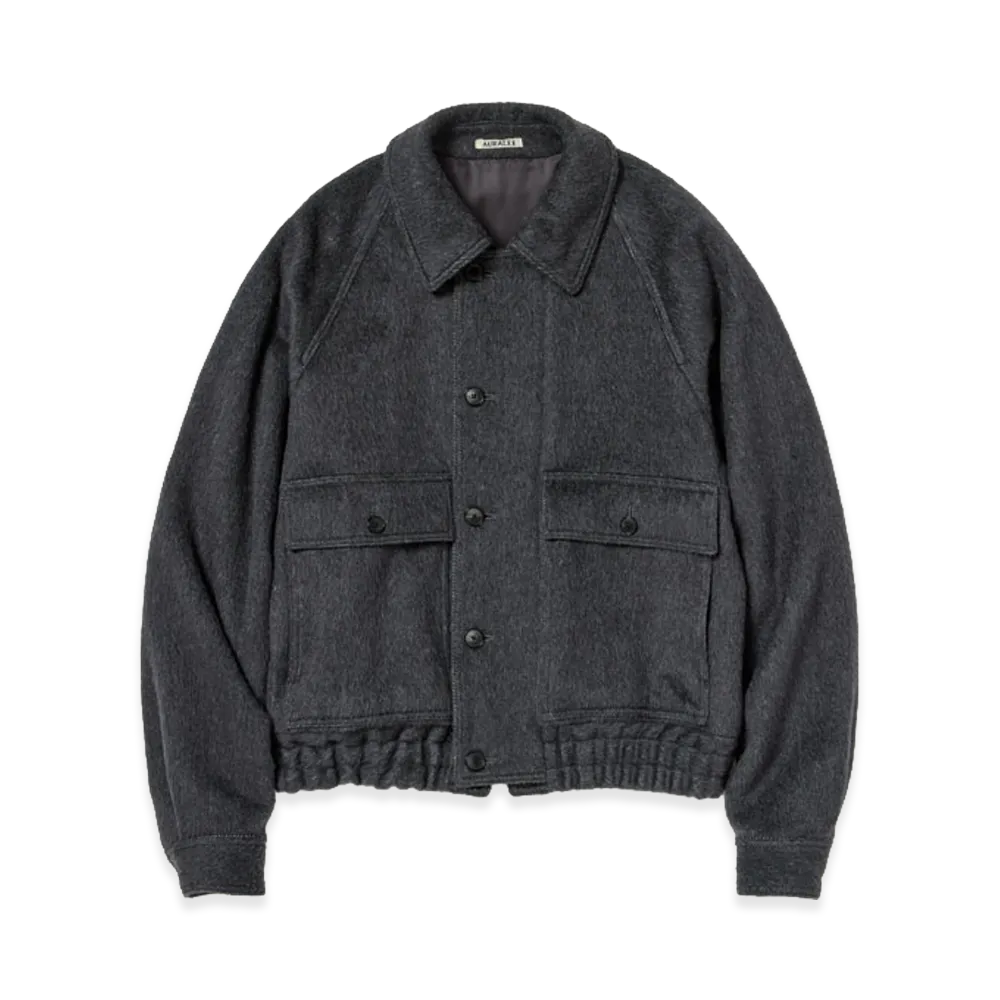 AURALEE Women's Hairy Wool Mohair Chambray Blouson "Dark Gray"
