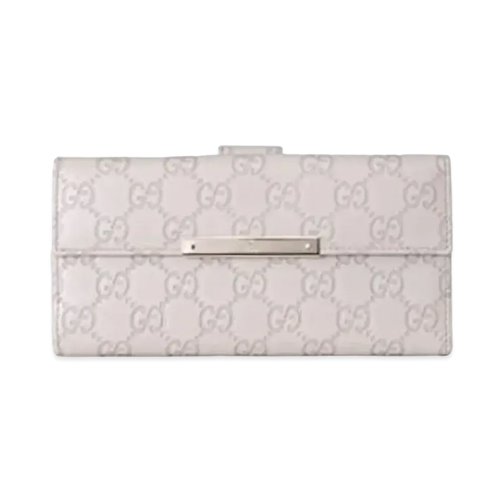 GUCCI Guccissima Bi-fold Long Wallet "White"