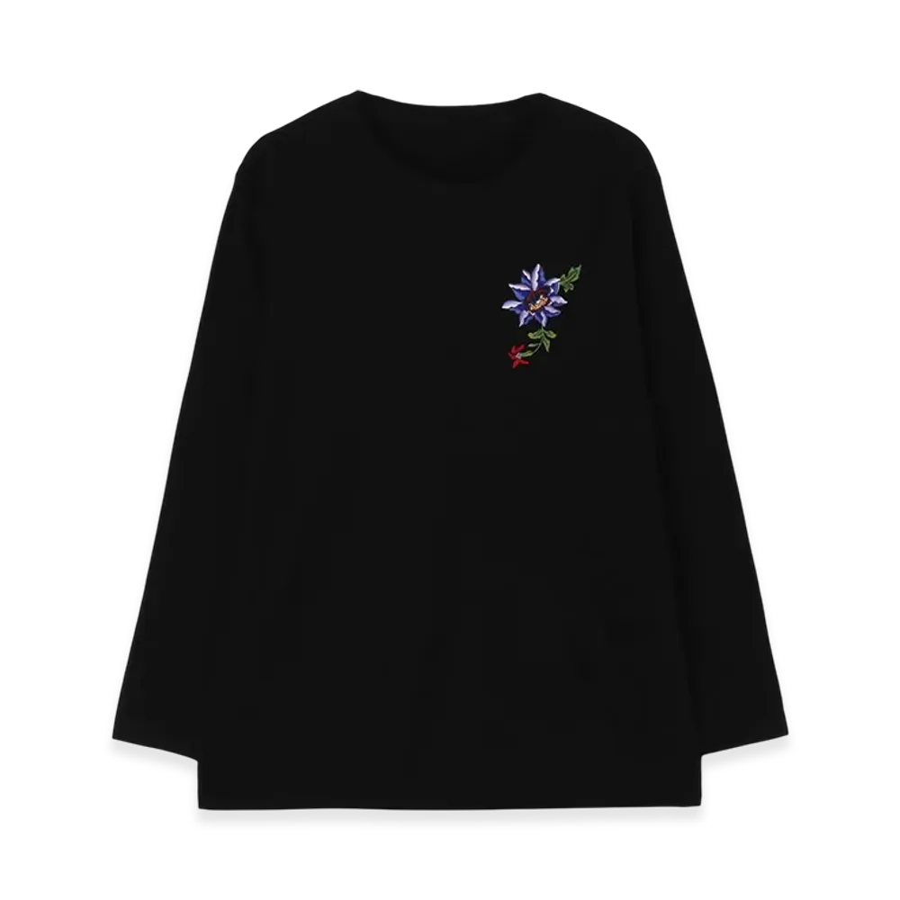 WILDSIDE YOHJI YAMAMOTO Embroidery Long Sleeve T-Shirt (Balloon Flower) "Black"