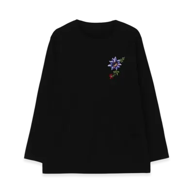 WILDSIDE YOHJI YAMAMOTO Embroidery Long Sleeve T-Shirt (Balloon Flower) "Black"