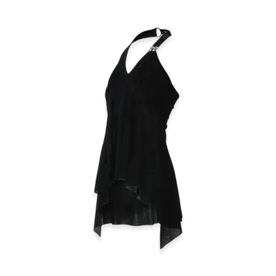 THEREDTHREAD S Clip Halter Tops Flare "Black"