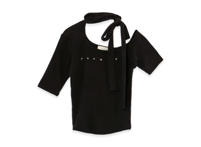 ANDMARY Women's Nana Ribbon Oneshoulder Tops "Black"