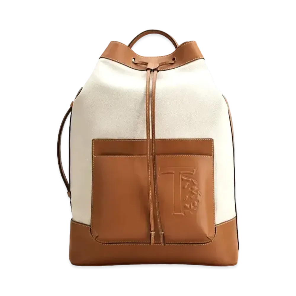 TOD'S Canvas & Leather Backpack Medium "Brown/Beige"