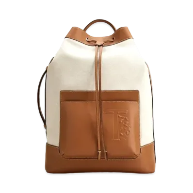 TOD'S Canvas & Leather Backpack Medium "Brown/Beige"