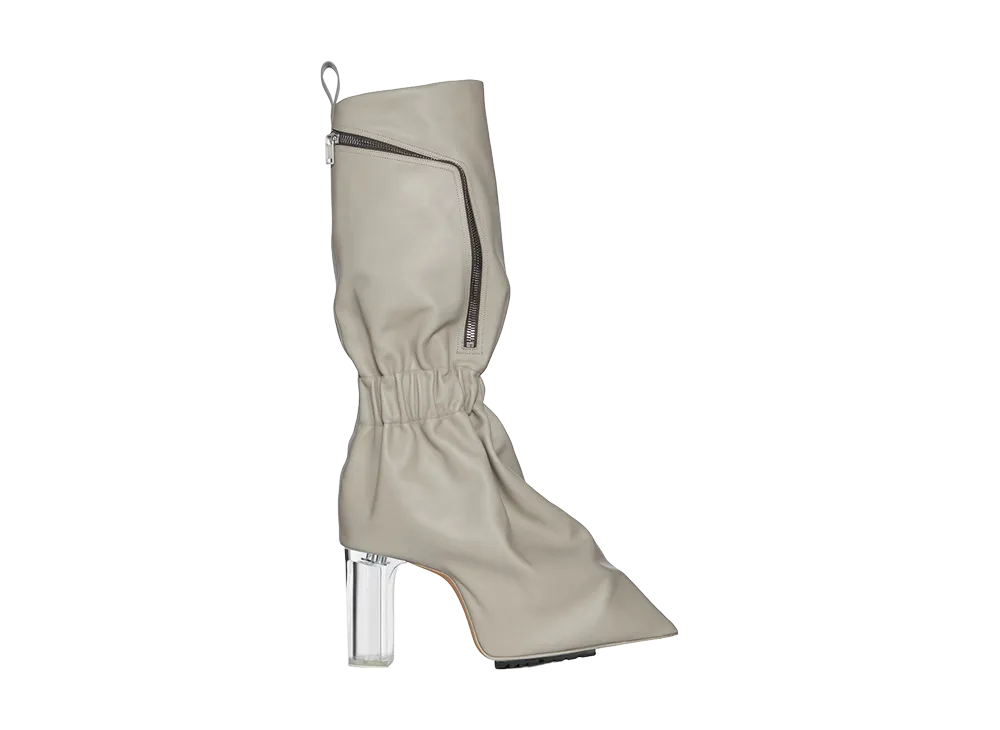 Rick Owens Women's SS26 Cargo Taquito Full Grain Calf Leather "Pearl/Clear"