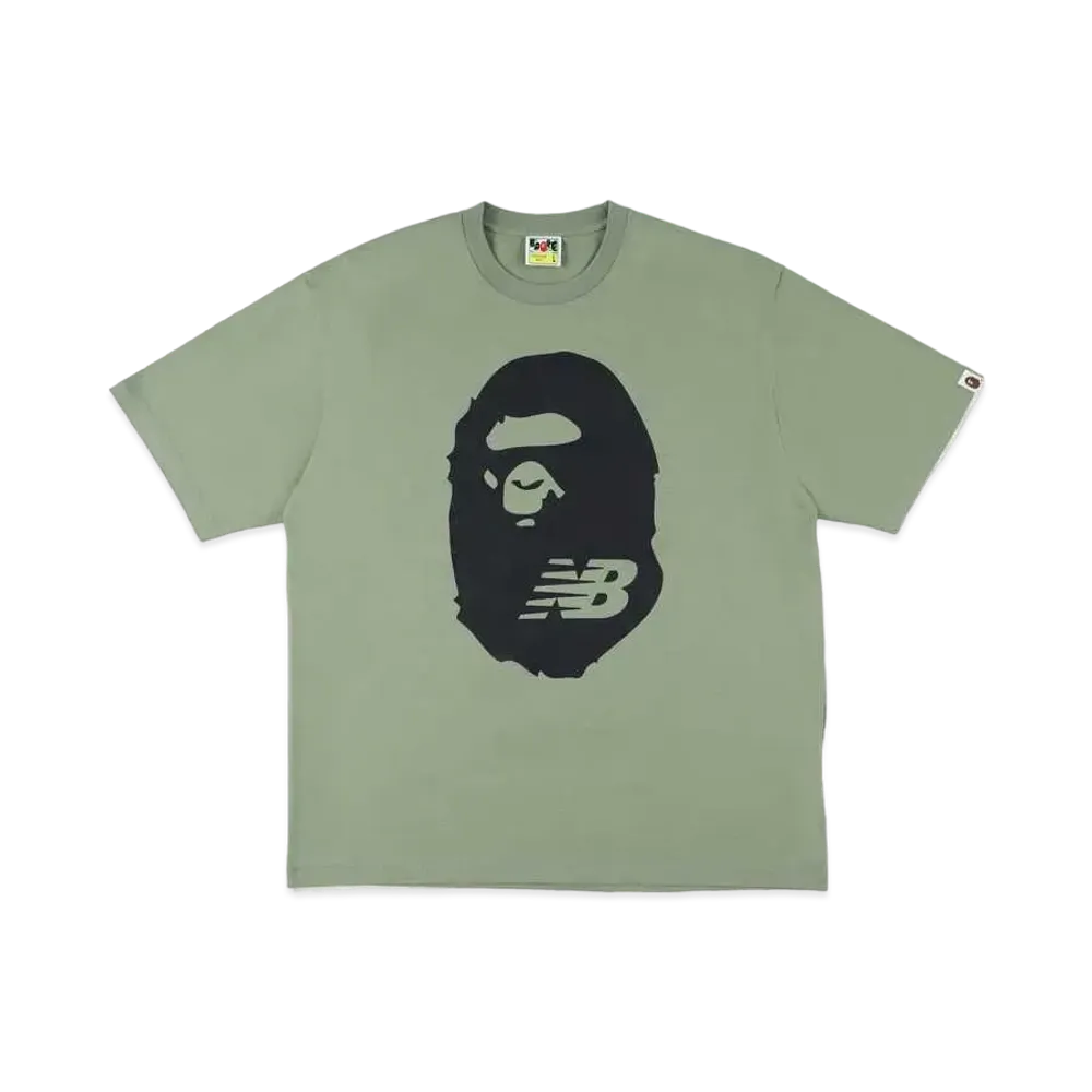 A BATHING APE NEW BALANCE APE HEAD TEE "Olive"