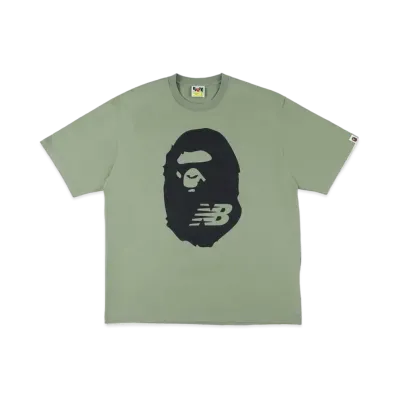 A BATHING APE NEW BALANCE APE HEAD TEE "Olive"