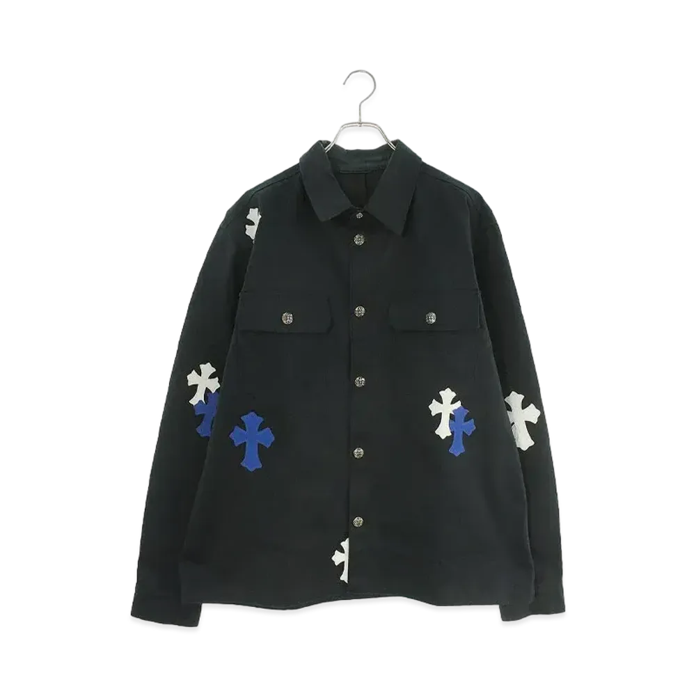 Chrome Hearts Work Dog Cross Patch Denim Work Dog L/S Shirt "Black/Blue/White"