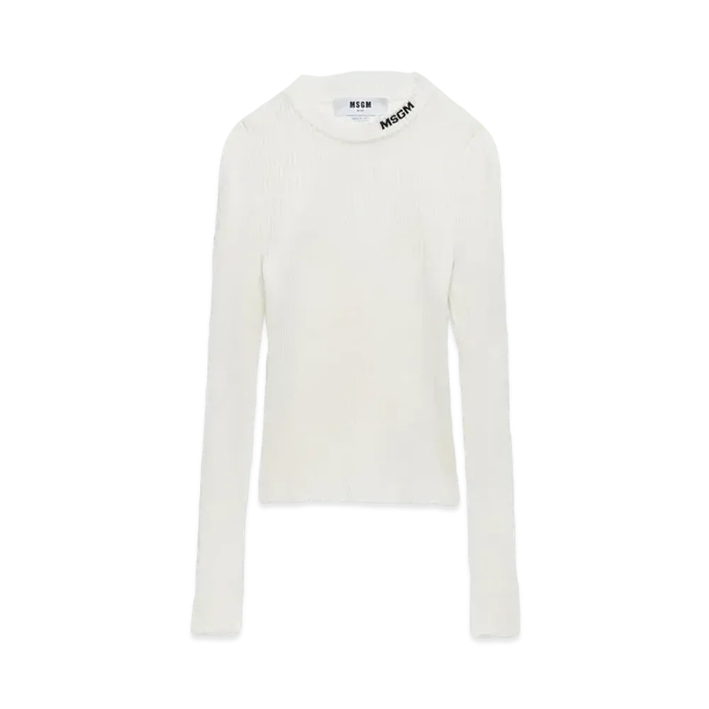 MSGM Stretch Ribbed Viscose Sweater "White"