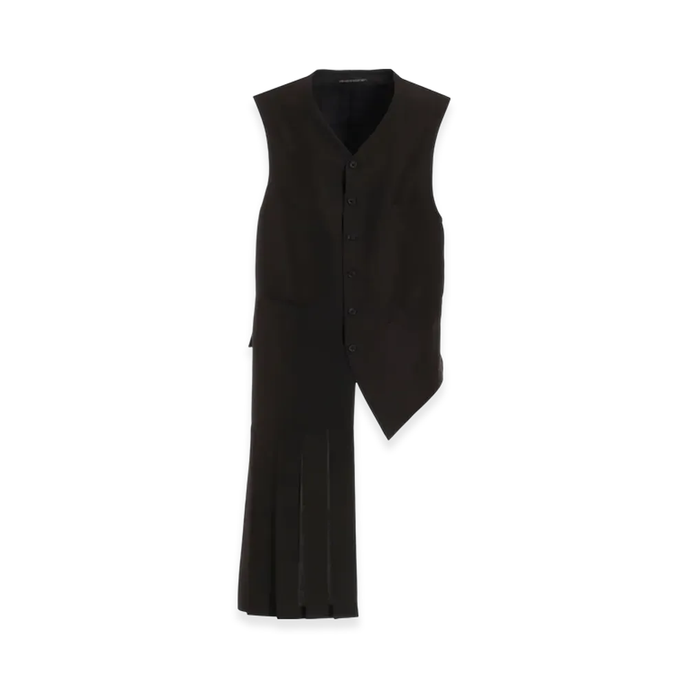 Yohji Yamamoto POUR HOMME 16Momme Habutae S Plump Pleated Vest "Black"