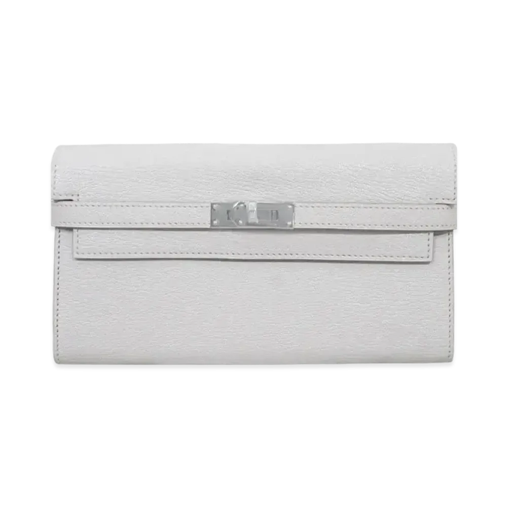 Hermes Kelly Wallet Long Chevre Mysore "Gris Perle/Silver"