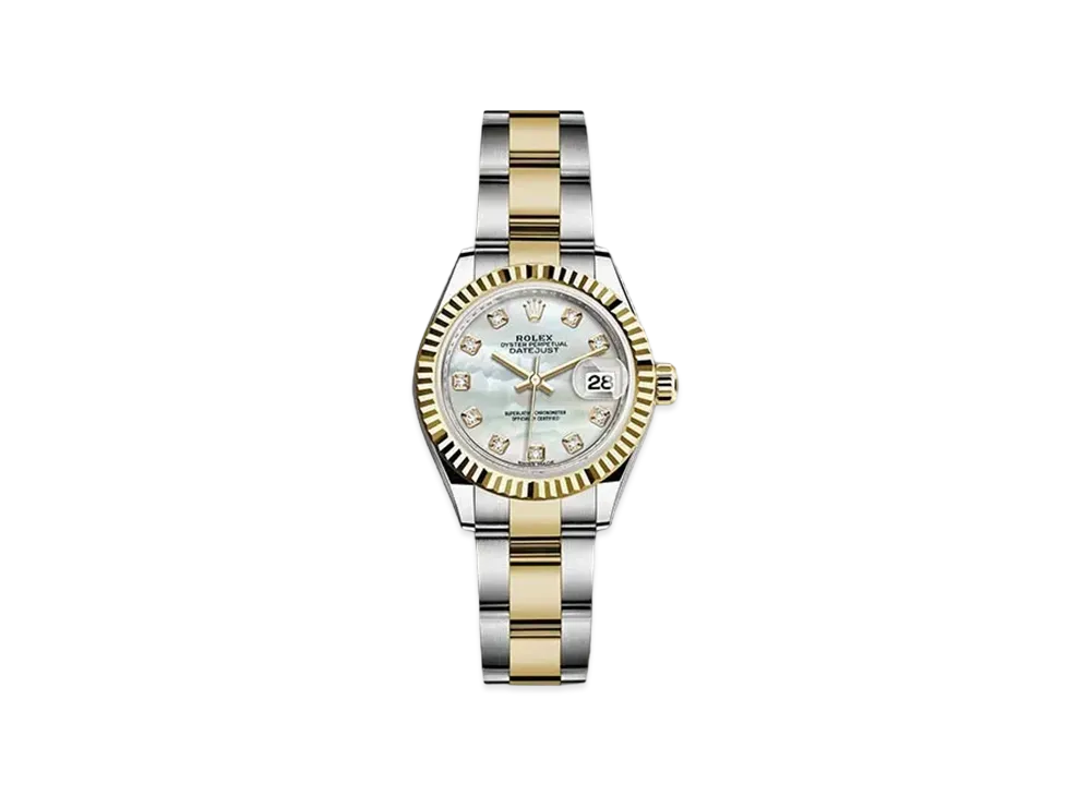 ROLEX Date-Just 28 White Shell Dial 10P Diamonds 279173NG