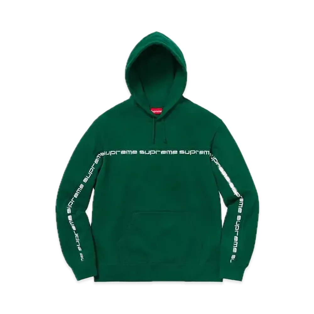 Supreme Text Stripe Hooded Sweatshirt "Dark Green"