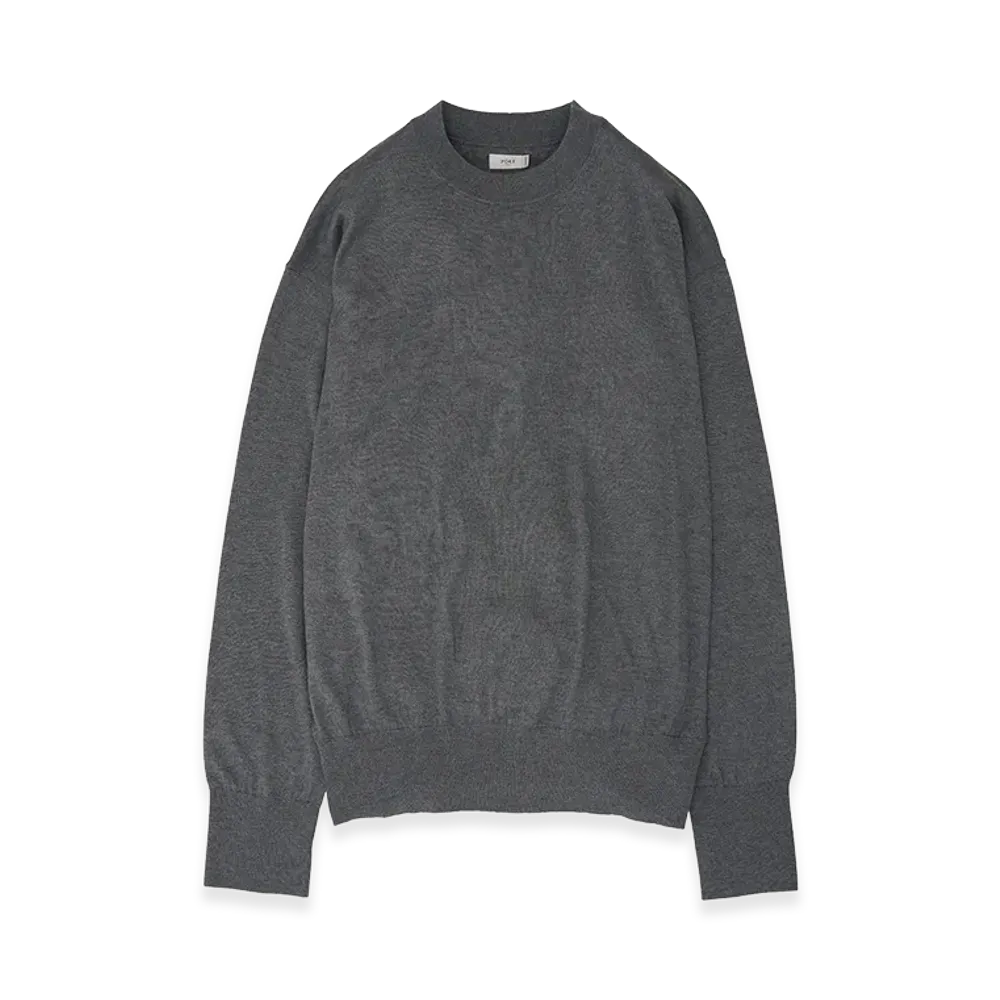 YOKE Silk Cashmere Knit Crewneck Sweater "Top Gray"