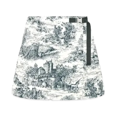 Dior Skort Technical Taffeta Jacquard with Toile de Jouy Scotland Motif "Blue/White"