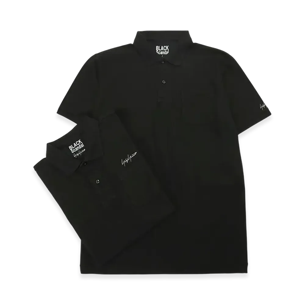 Yohji Yamamoto POUR HOMME 2Pieces Pack Signature Embroidery Polo Shirts "Black"