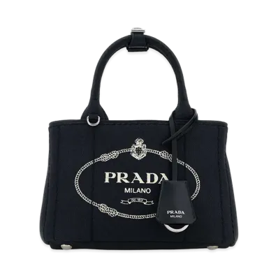 PRADA Women's Canvas Mini Jardinia Re Handbag "Blue"