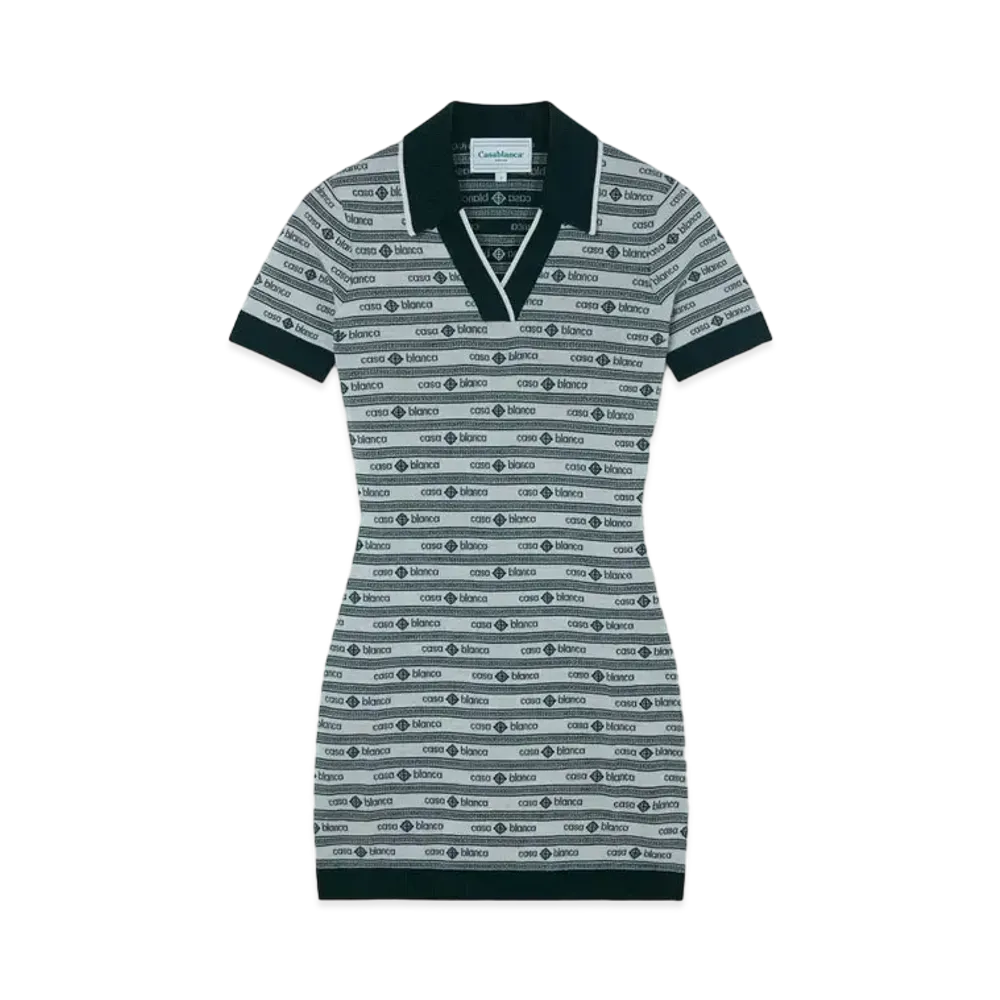 Casablanca Evergreen Logo Polo Dress "Evergreen/White"