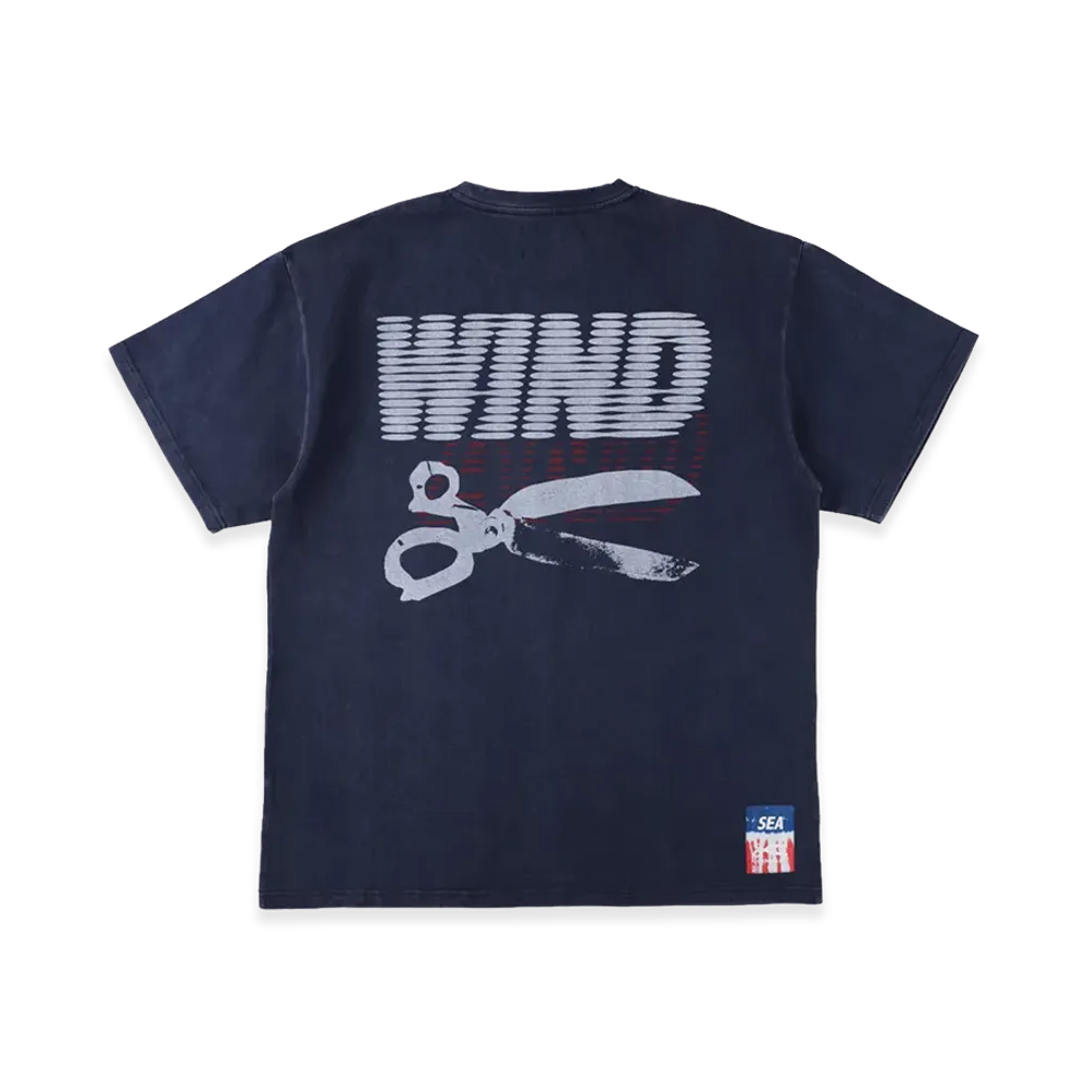 WIND AND SEA x DENHAM Line Halftone Scissors Sulfur Tee "Navy"
