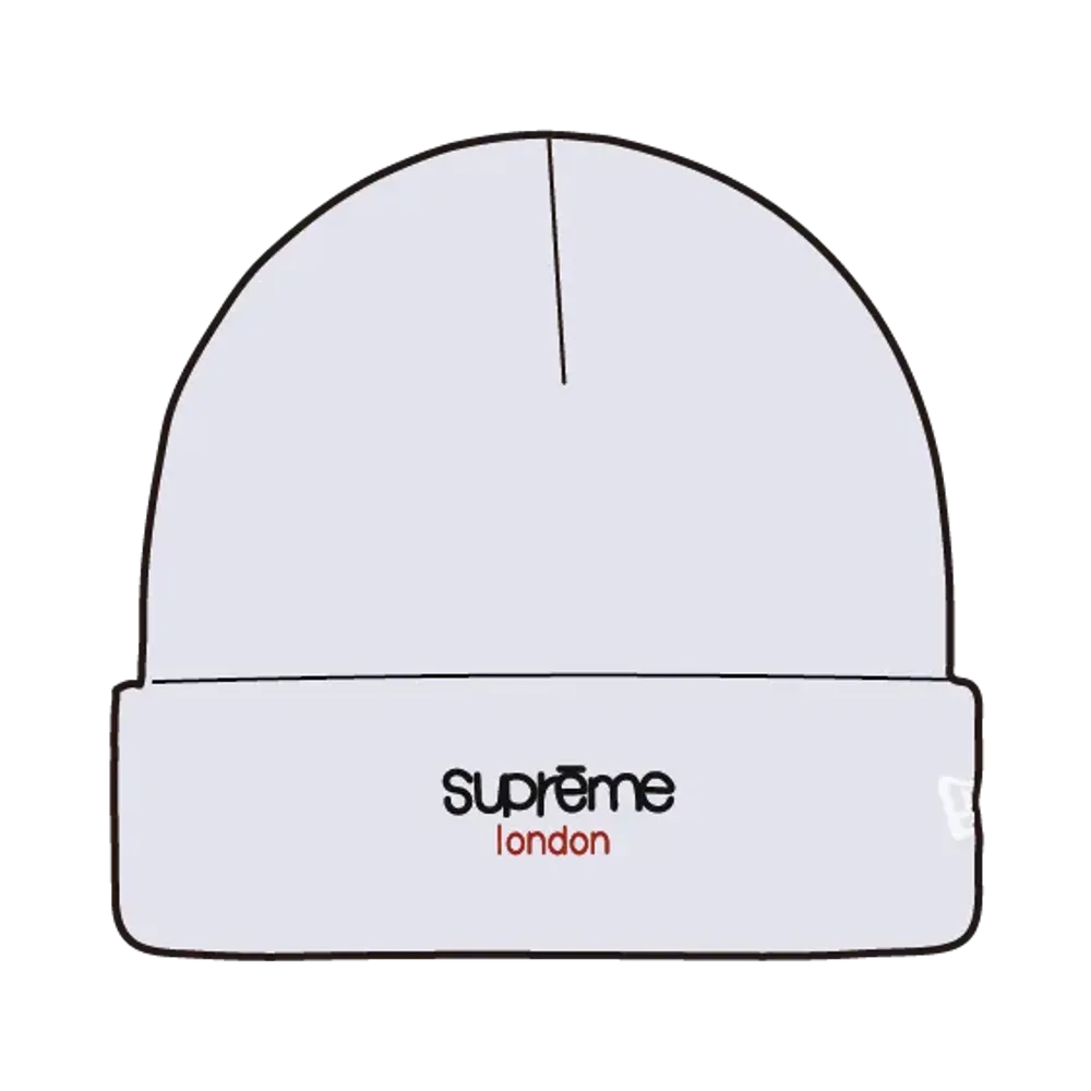 Supreme x New Era Classic Logo Shop Beanie (london) "Ash Grey"