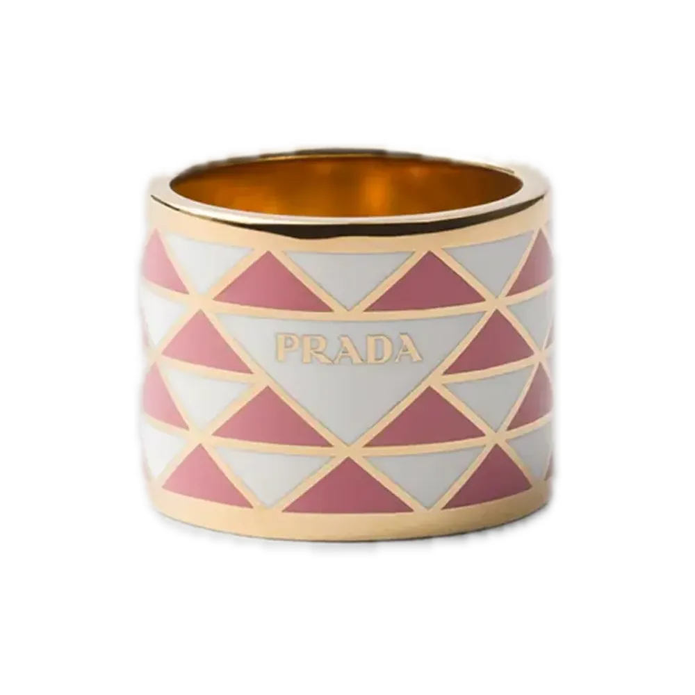 PRADA Enamel Metal Ring "White/Petalwood"