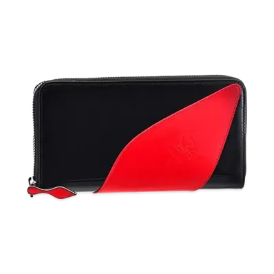 Christian Louboutin Soulita Enamel Zip Around Wallet "Black"