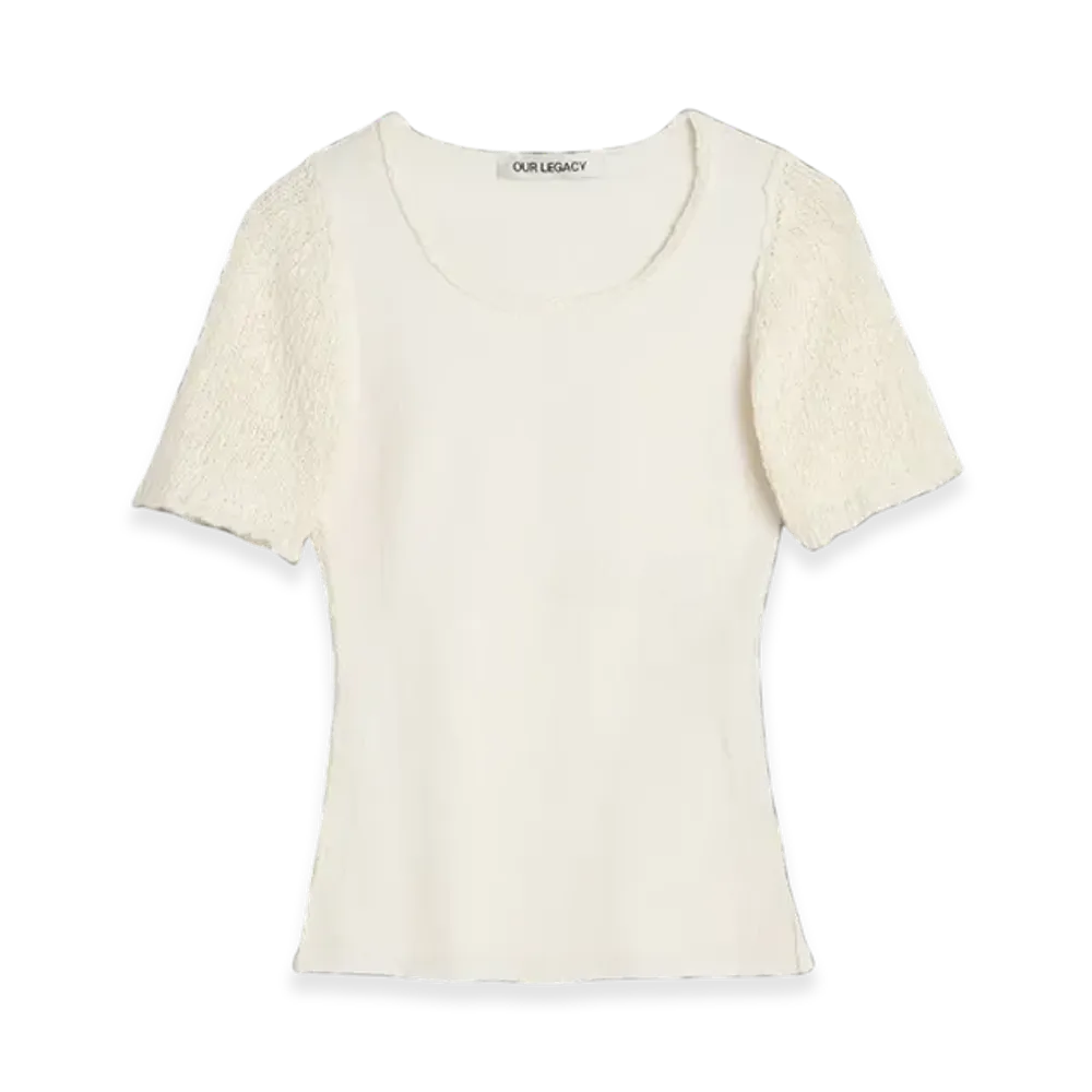 OUR LEGACY Women's Inverse Roundneck Shortsleeve "Bone Tech Cotton"