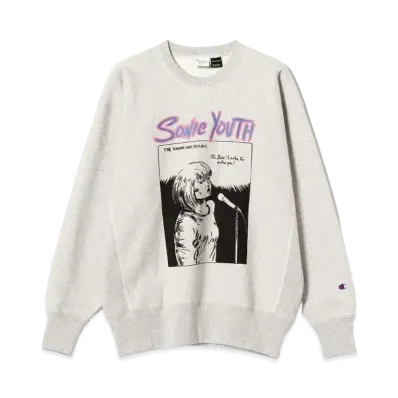 BEAMS x Champion x SONIC YOUTH Crew Neck Sweat "Silver Gray"