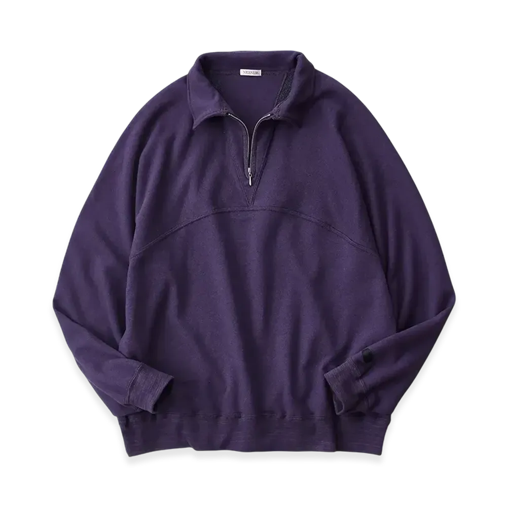 NICENESS S.Parada Silk Sweatshirt Half Zip "Dark Purple"