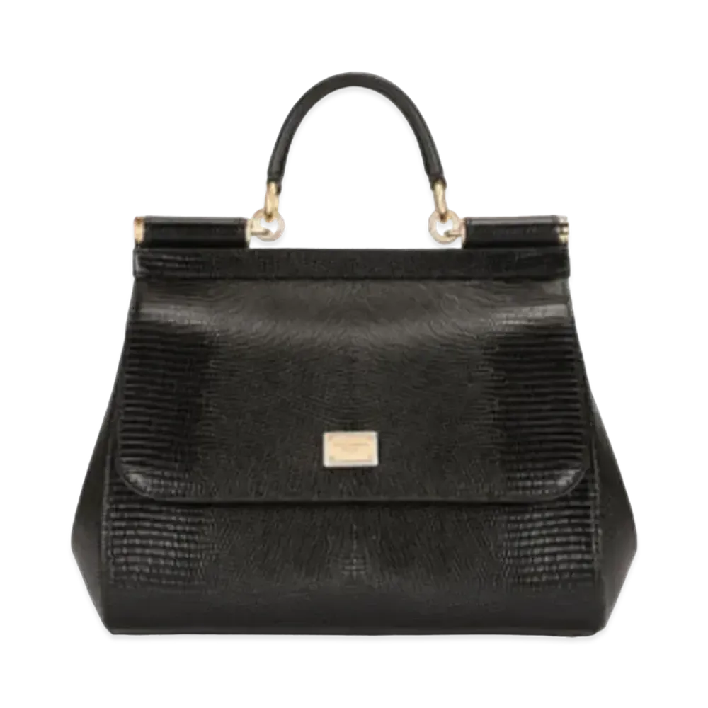 Dolce&Gabbana Sicily Bag Medium Iguana Print Calfskin "Black"