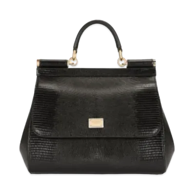 Dolce&Gabbana Sicily Bag Medium Iguana Print Calfskin "Black"