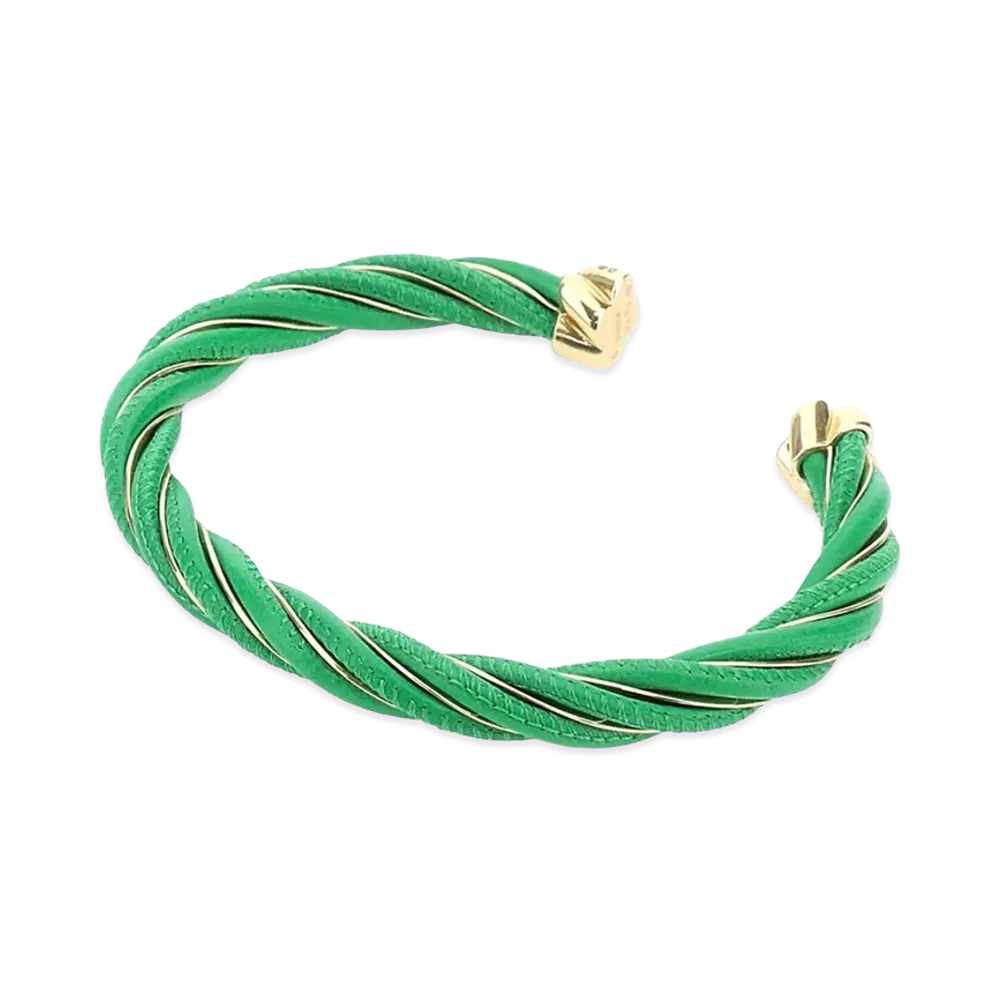 Bottega Veneta Women's Nappa Leather Twist Bracelet "Grass Green"