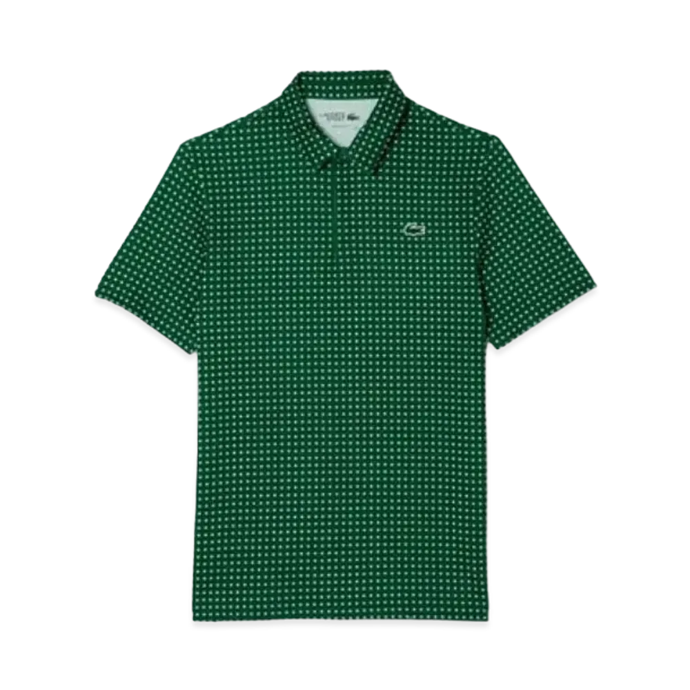 LACOSTE Minimum Allover Print Golf Polo Shirt "Green"