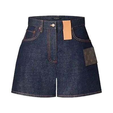 Louis Vuitton Denim Monogram Patch Shorts "Indigo Blue"