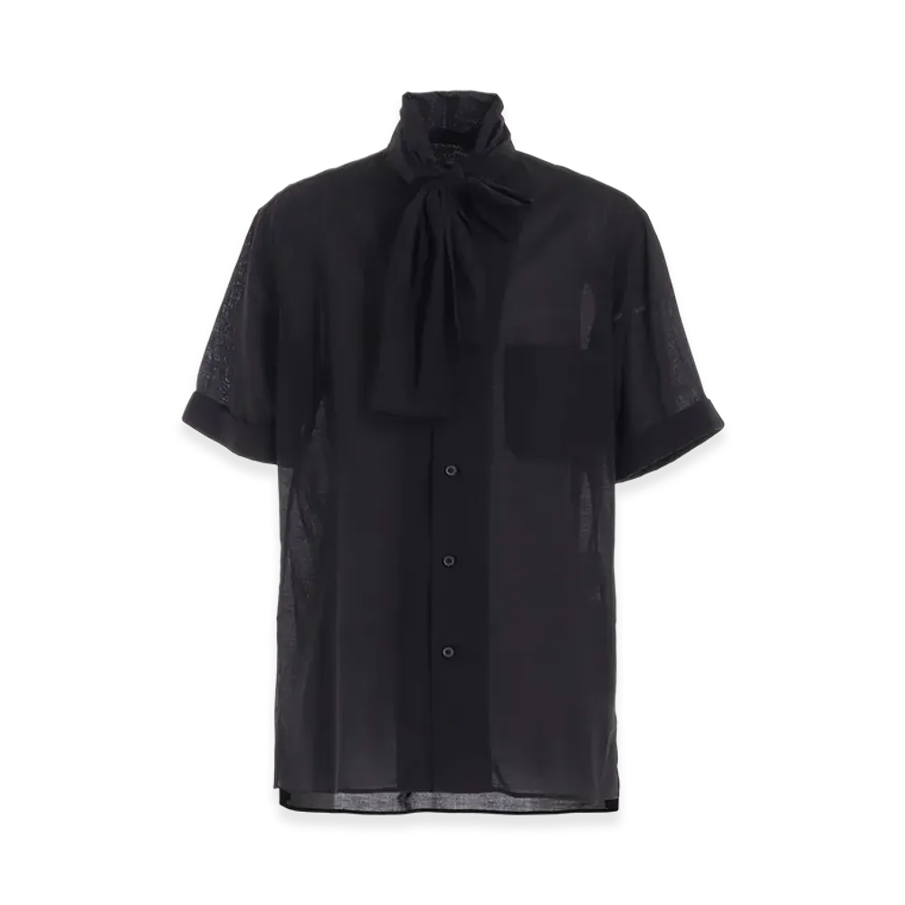 S'YTE Cotton Silk Loan Short-Sleeve Stall Shirt "Black"