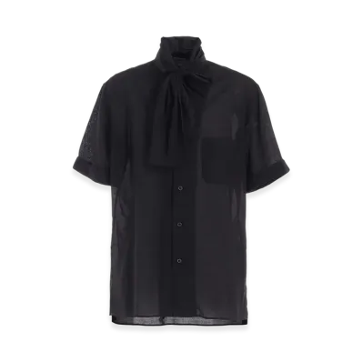 S'YTE Cotton Silk Loan Short-Sleeve Stall Shirt "Black"