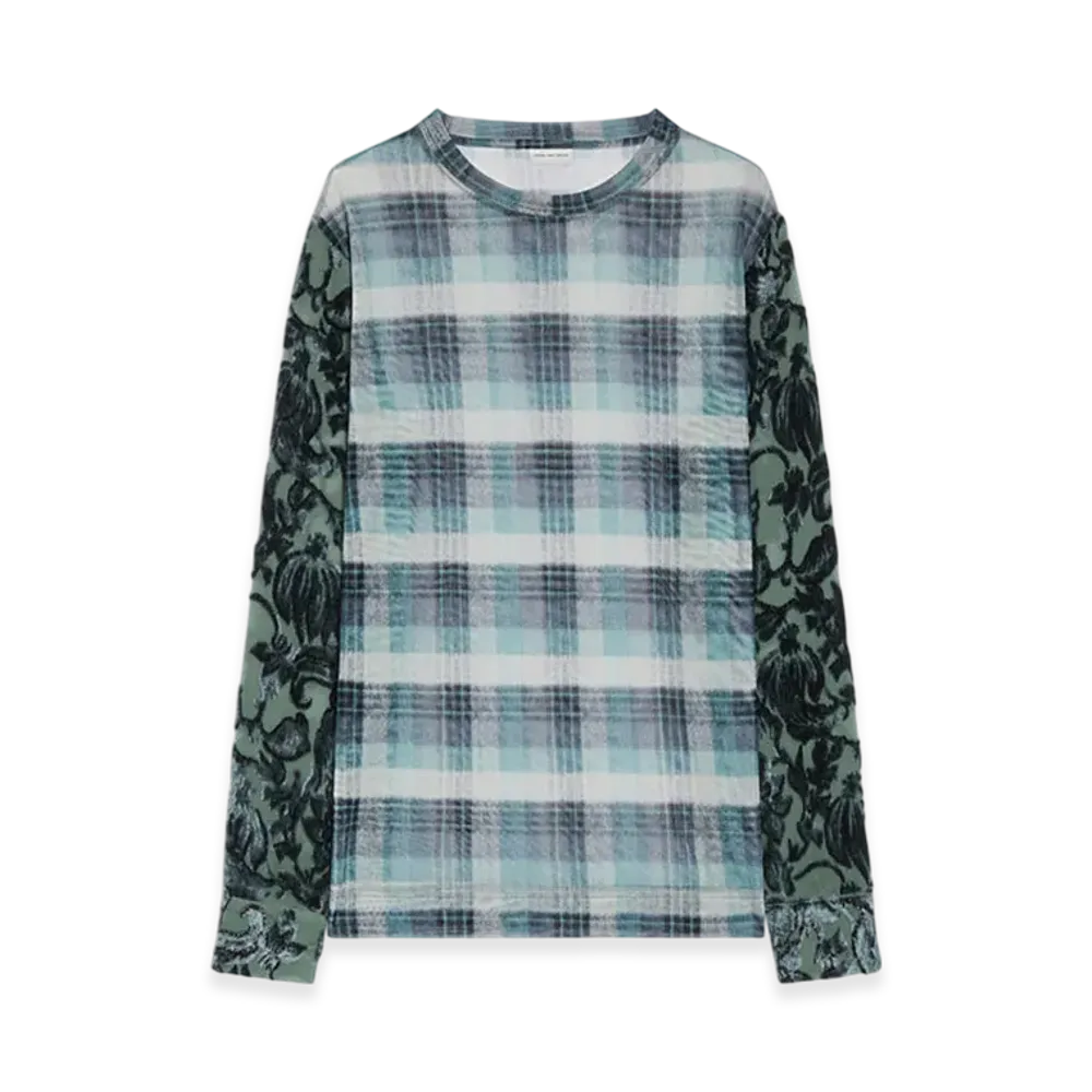 DRIES VAN NOTEN Printed Mesh Tee "Turquoise"