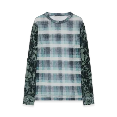 DRIES VAN NOTEN Printed Mesh Tee "Turquoise"