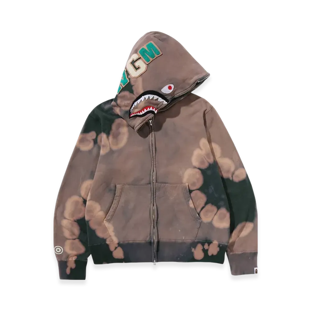 A BATHING APE Hand Dye Shark Full Zip Hoodie "Green"