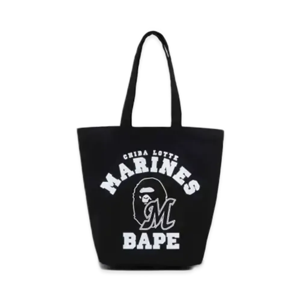 A BATHING APE x Chiba Lotte Marines Tote Bag "Black"