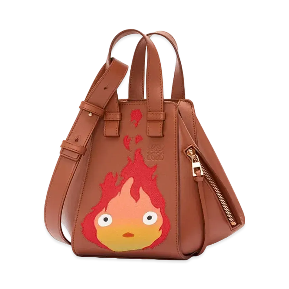 LOEWE x Howl's Moving Castle Calcifer Hammock Compact Bag In Satin Calfskin "Rust"