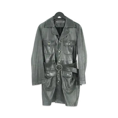 Chrome Hearts Cross Ball 4 Pocket Leather Belt Coat "Black"