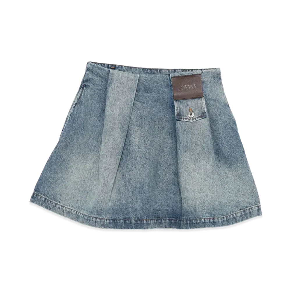 LOEWE Women's Washed Denim Mini Skirt "Blue"
