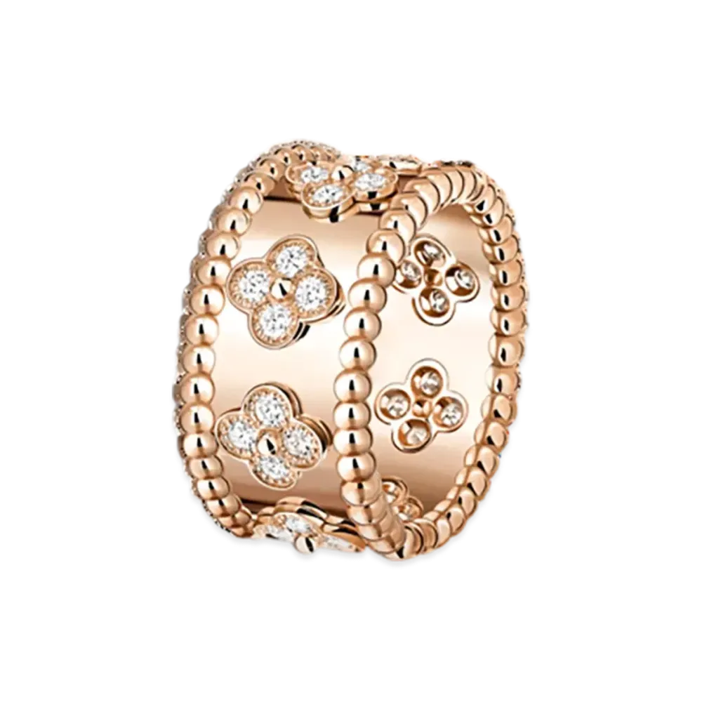 Van Cleef & Arpels Perlee clovers ring small model "18K Rose gold/Diamond"