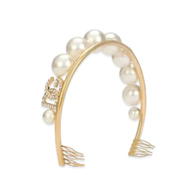 Dolce&Gabbana Tiara With Maxi-Balls And Rhinestone DG Logo "Gold"